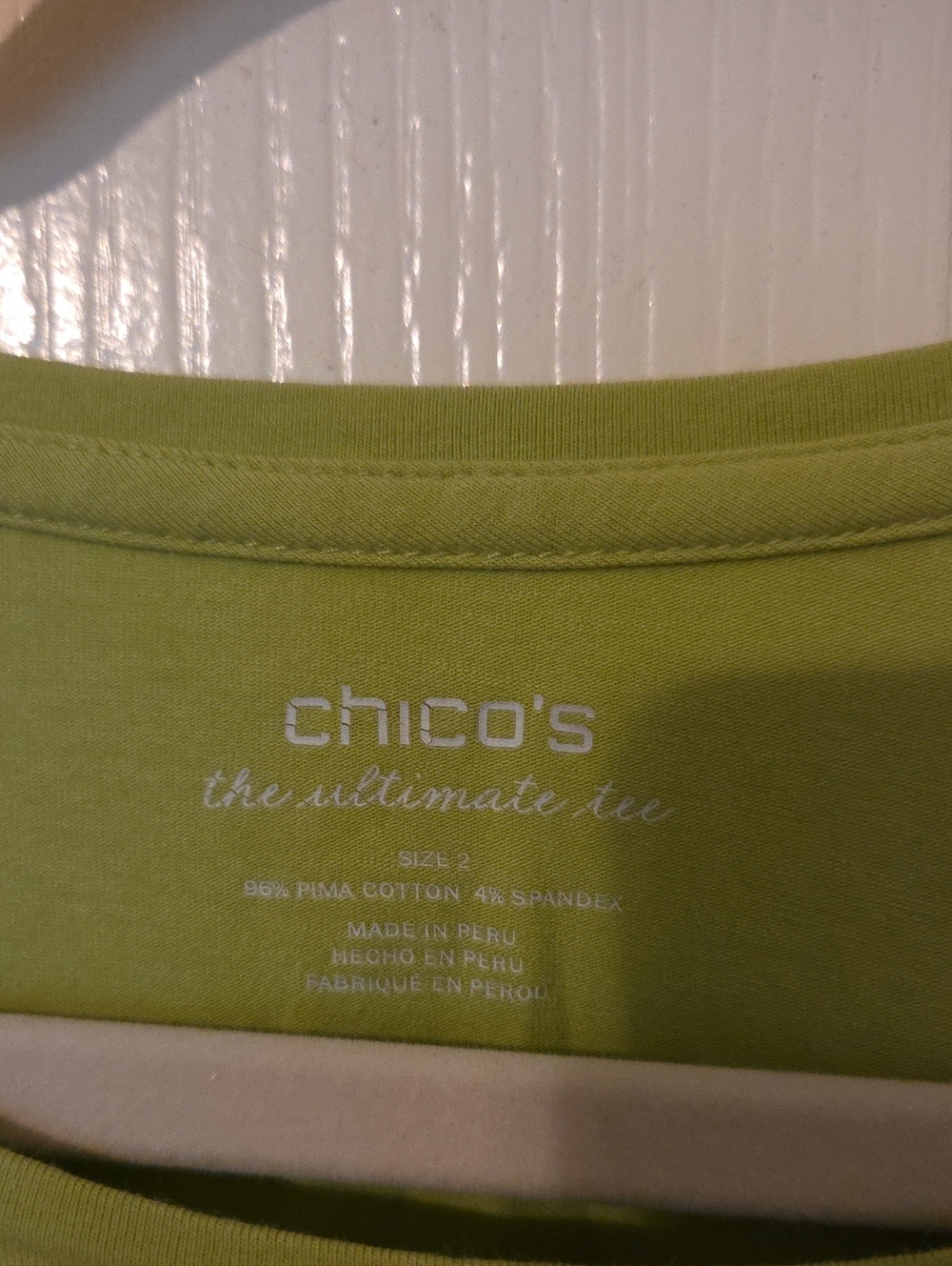🚦3for$15🚦Chico's Lime Green 3/4 Sleeve Crewneck Tee - Picture 3 of 6